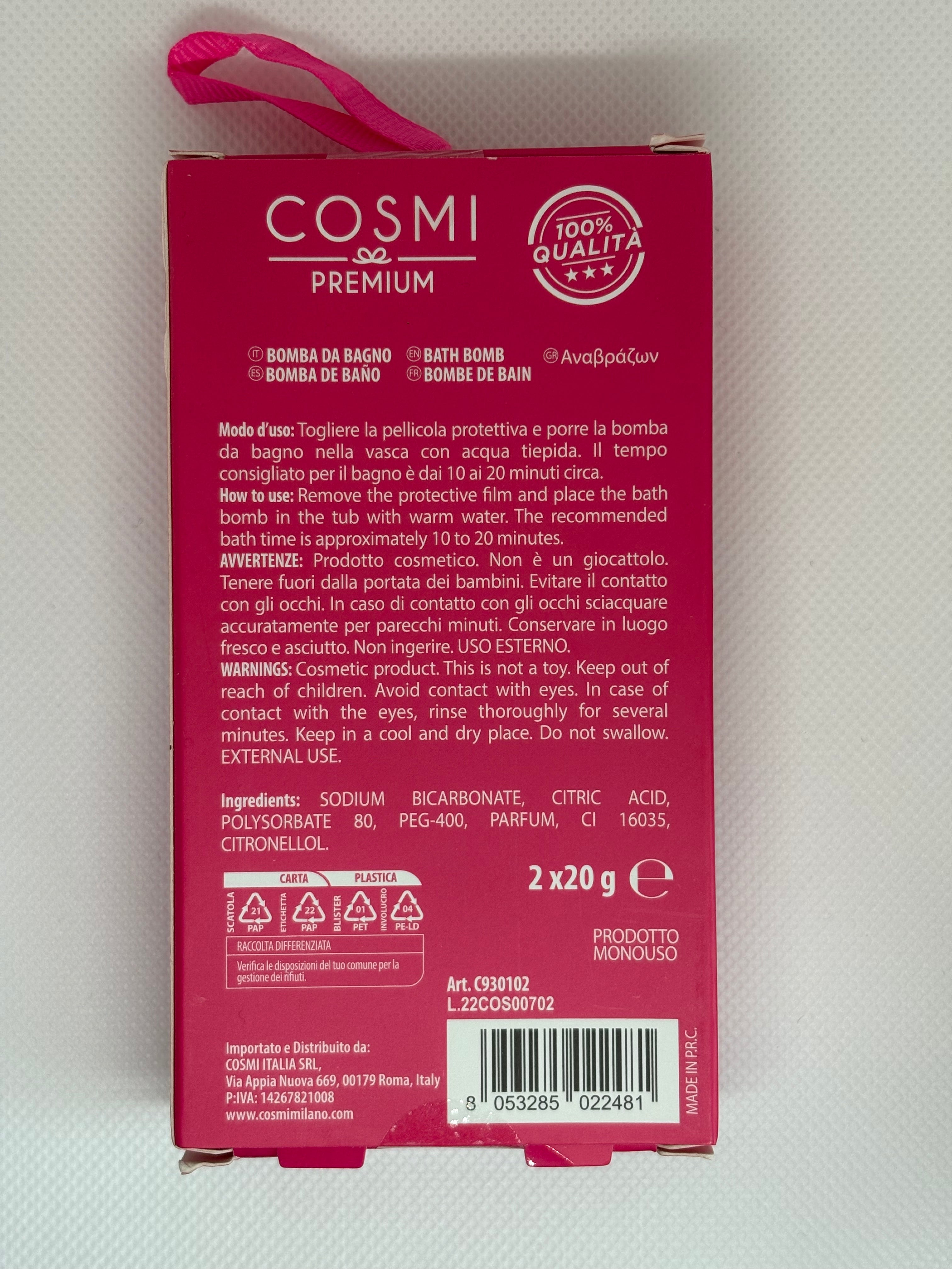 Set de 2 Bombes de Bain en Cœur – Cosmi Milano