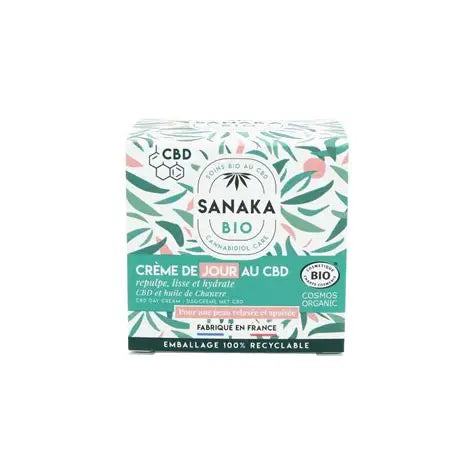 Crème de Jour au CBD – Sanaka Bio | Soin Hydratant Bio Repulpant pour Peau Apaisée 50 ml