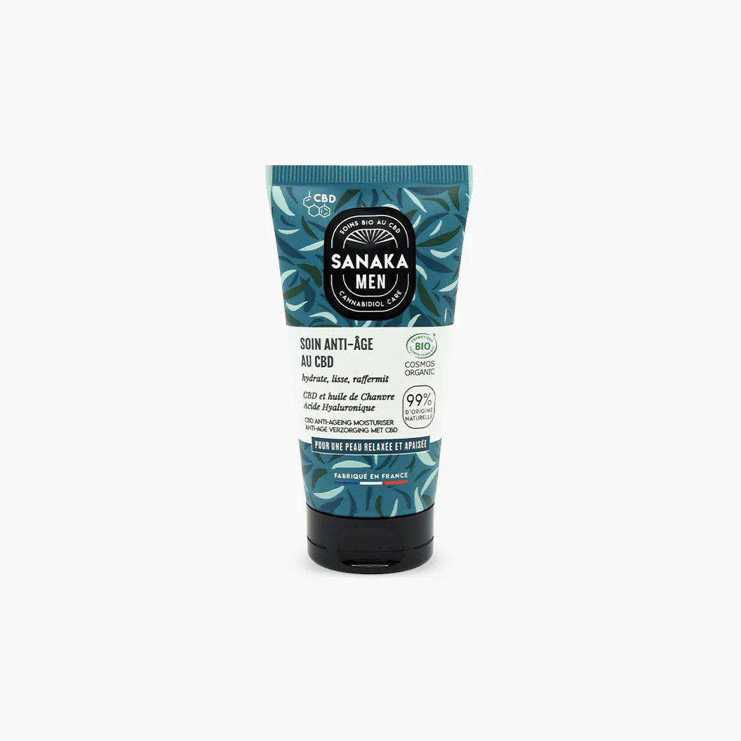 Soin Anti-Âge au CBD – Sanaka Men | Hydratant Bio Raffermissant pour Peau Masculine 50 ml